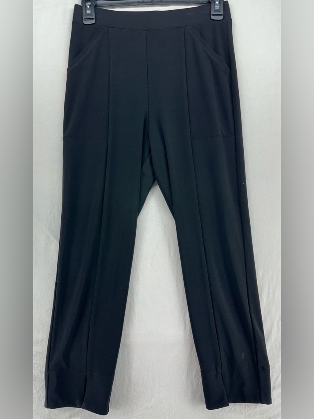 Sympli Narrow Midi Split Hem Black Stretch Jersey Pants‎ Women's Size 4
